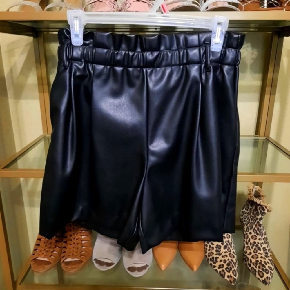 Faux leather shorts